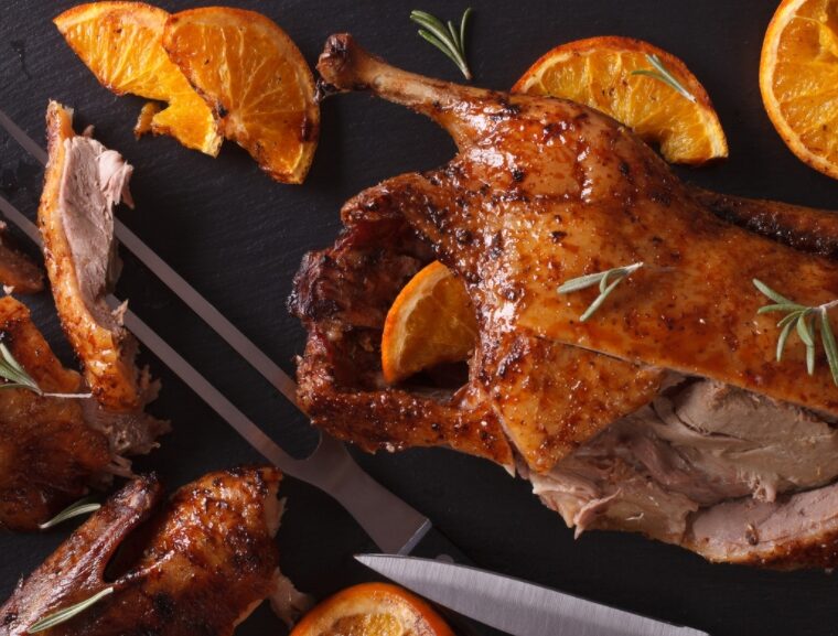 Slow roast duck with orange
