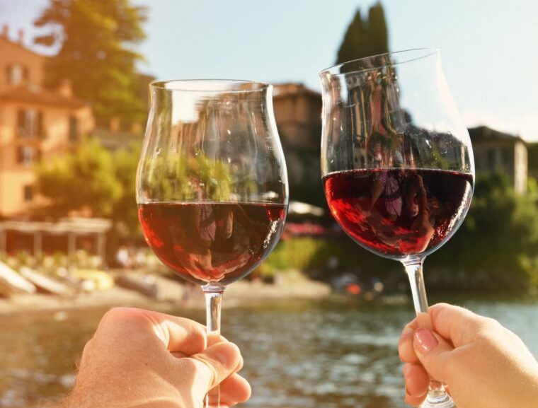 Raising a toast at lake como