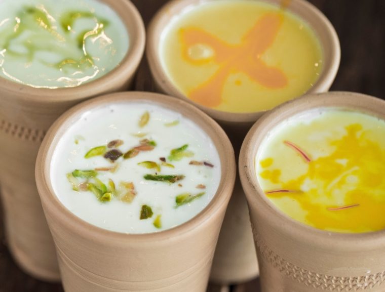 Indian lassi in traditional clay tumblers
