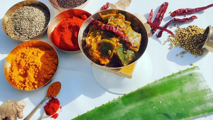 One Chef, One Recipe: Aloe Vera Sabzi By Executive Chef Megh Singh Rathore 3 This aloe vera sabzi is the perfect balance of sweet, sour, and spicy.