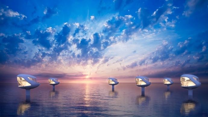 Floating pod homes