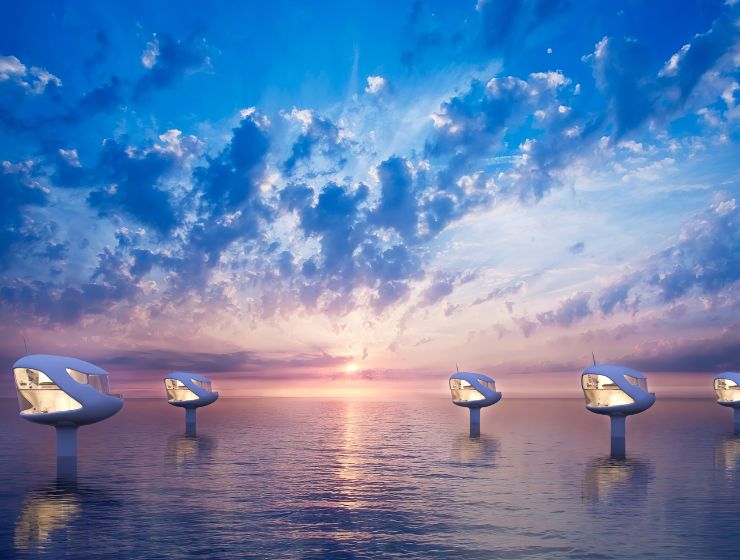 Floating pod homes