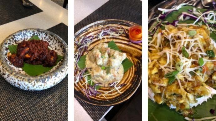 Left to right: chicken ghee roast, prawn buttr pepper garlic; and crab milagu fry at sana-di-ge.