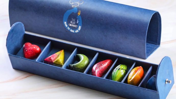 A variety of chocolates by the blue gourmet available at out of the blue outlet in mumbai and via swiggy and zomato.