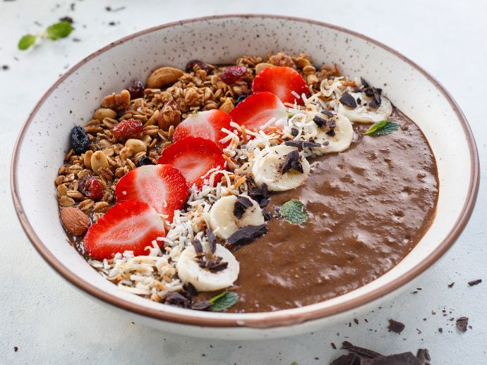 This Vegan Smoothie Bowl Recipe Is A Work Of Art You Must Try At Home 1 Mocha chocolate vegan smoothie bowl recipe to try at home. Image credit: flax
